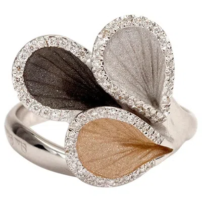 Pre-owned Annamaria Cammilli "goccia" Ring With Diamonds In Three Shades Of 18 Karat Gold In Multi