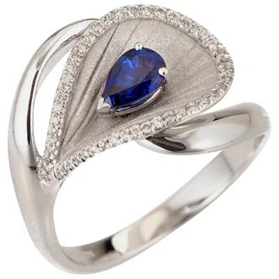 Pre-owned Annamaria Cammilli "premiere" Ring With A Blue Sapphire In 18 Karat White Gold