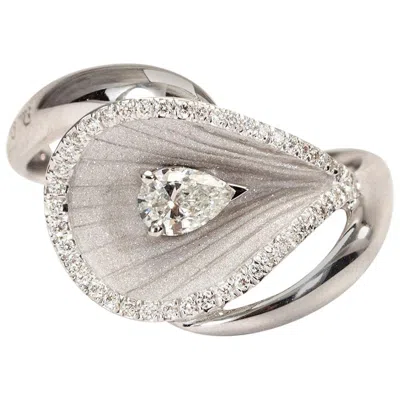 Pre-owned Annamaria Cammilli "premiere" Ring With A Pear Shaped Diamond In 18 Karat Gold In Multi
