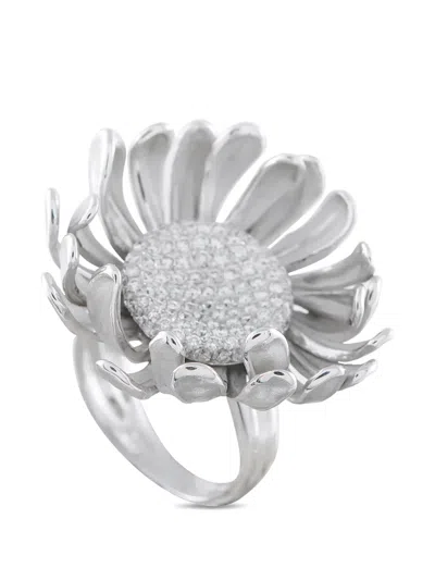 Pre-owned Annamaria Diamond Flower Ring In Silver