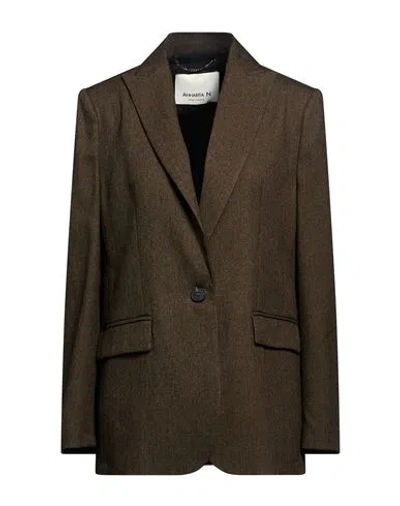 Annarita N Woman Blazer Brown Size 6 Polyester, Elastane