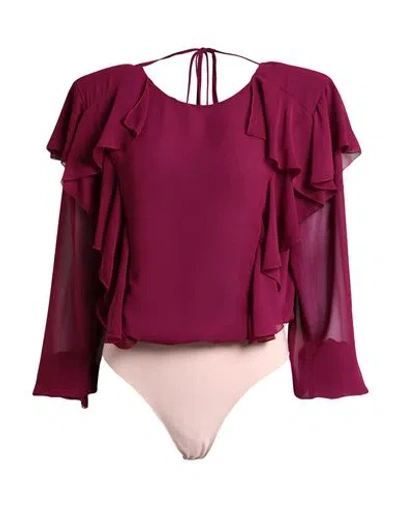 Annarita N Woman Bodysuit Mauve Size S Polyester In Purple