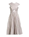Annarita N Woman Midi Dress Light Grey Size M Cotton, Nylon, Elastane In Neutral