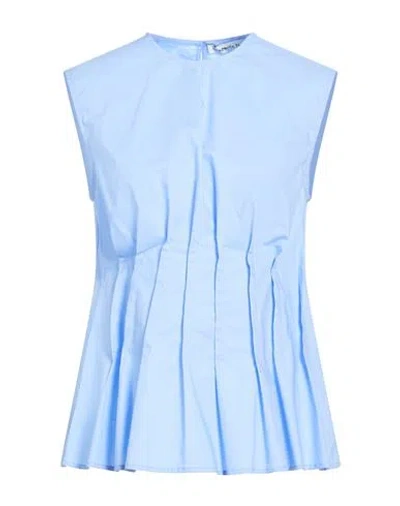 Annarita N Woman Top Azure Size L Cotton In Blue