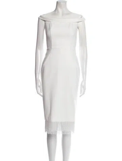 Pre-owned Anne Barge Bateau Neckline Knee-length Dress W/ Tags In White