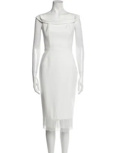 Pre-owned Anne Barge Bateau Neckline Mini Dress In White