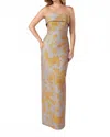 Anne Barge Bryn Maxi Wrap Dress In Mustard/steel In Brown