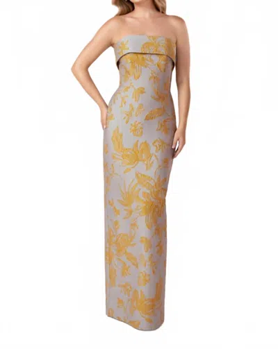 Anne Barge Bryn Maxi Wrap Dress In Mustard/steel In Brown