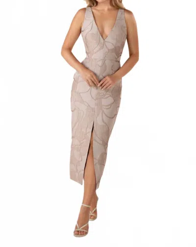 Anne Barge Cooper Midi Dress In Taupe In Gray