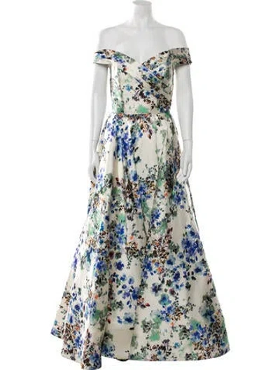 Pre-owned Anne Barge Floral Print Long Dress In Multicolor