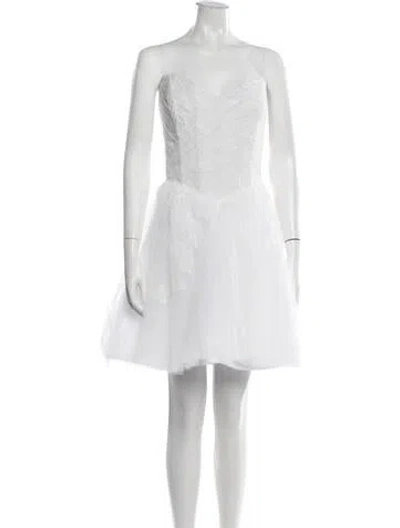 Pre-owned Anne Barge Floral Print Mini Dress W/ Tags In White