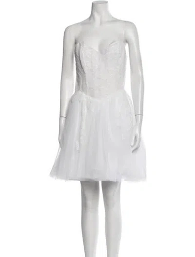 Pre-owned Anne Barge Floral Print Mini Dress In White