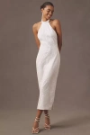 Anne Barge Just One Look Halter Sequin Slim Midi Dress