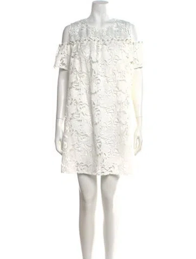 Pre-owned Anne Barge Lace Pattern Crew Neck Jumpsuit W/ Tags In White