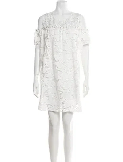Pre-owned Anne Barge Lace Pattern Crew Neck Jumpsuit W/ Tags In White