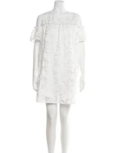 Pre-owned Anne Barge Lace Pattern Off-the-shoulder Jumpsuit W/ Tags In White