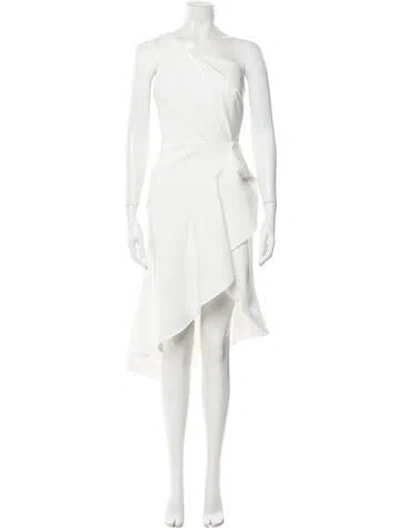 Pre-owned Anne Barge One-shoulder Knee-length Dress W/ Tags In White