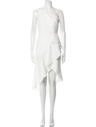 Pre-owned Anne Barge One-shoulder Long Dress In White