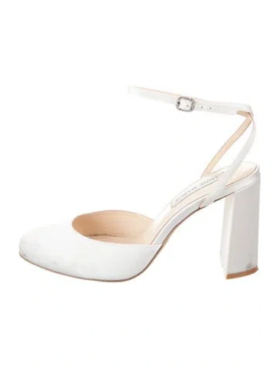 Pre-owned Anne Barge Satin Slingback Pumps In White