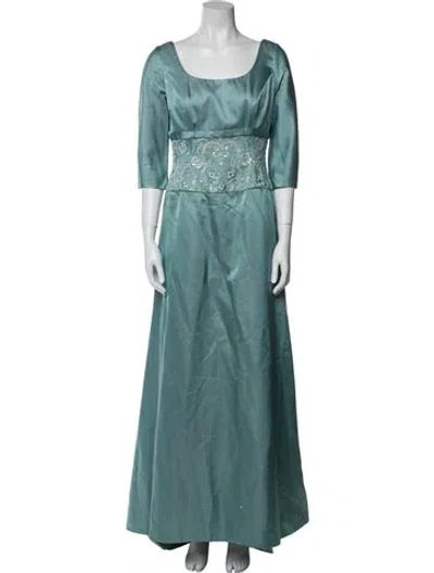 Pre-owned Anne Barge Silk Long Dress In Blue