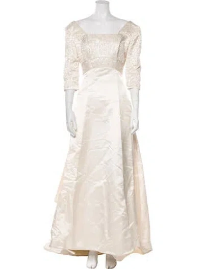 Pre-owned Anne Barge Silk Long Dress In Green