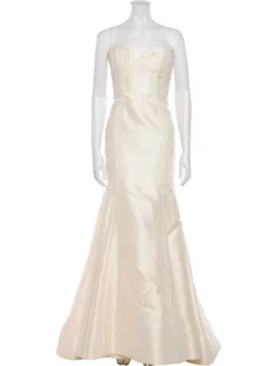 Pre-owned Anne Barge Silk Long Dress In Neutral