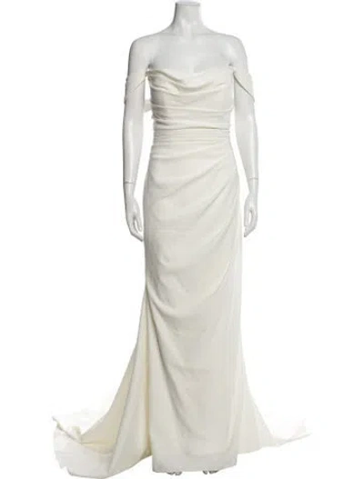 Pre-owned Anne Barge Silk Long Dress In Neutral