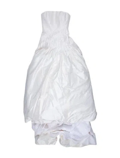 Pre-owned Anne Barge Silk Long Dress In White