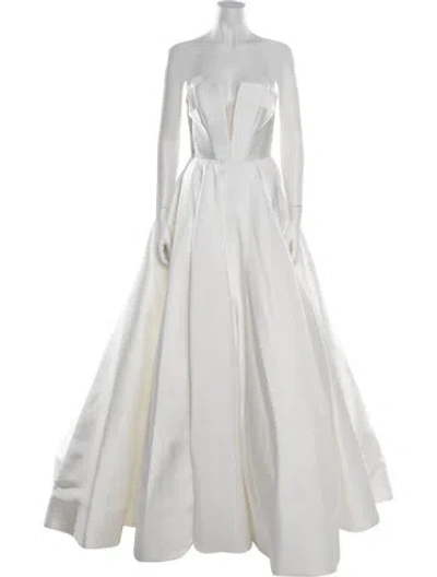 Pre-owned Anne Barge Silk Long Dress In White