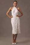 Anne Barge Unforgettable Halter Embroidered Lace Midi Dress