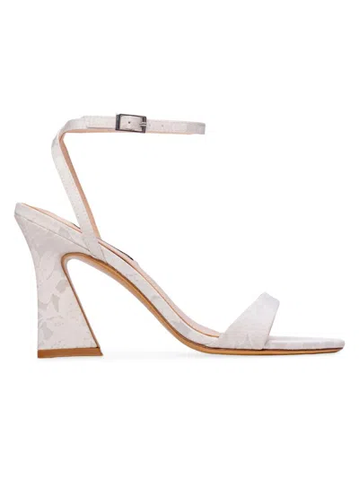 Anne Barge Women's Muse Floral Silk Sandals In Metallic