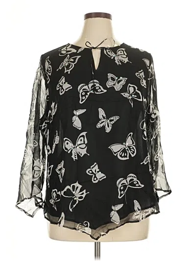 Pre-owned Anne Carson 3/4 Sleeve Blouse In Black