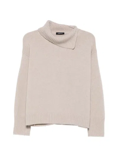 Anne Claire Asymmetric Roll-neck Sweater In Brown