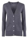 Anne Claire Buttoned Pocket Cardigan In Animal Print