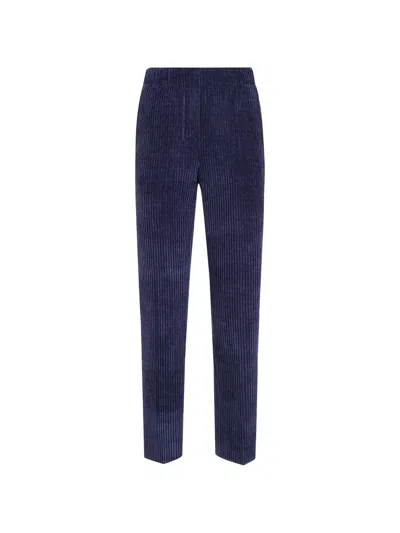 Anne Claire Corduroy-effect Elasticated-waist Trousers In Blue