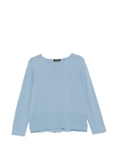 Anne Claire Cross-back Boat-neck Sweater In Blue