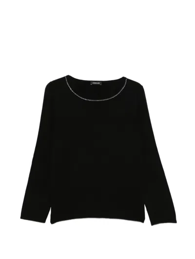 Anne Claire Crystal-embellished Wrap-back Sweater In Black