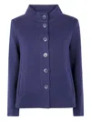 Anne Claire High-neck Wool Jacket In Blue