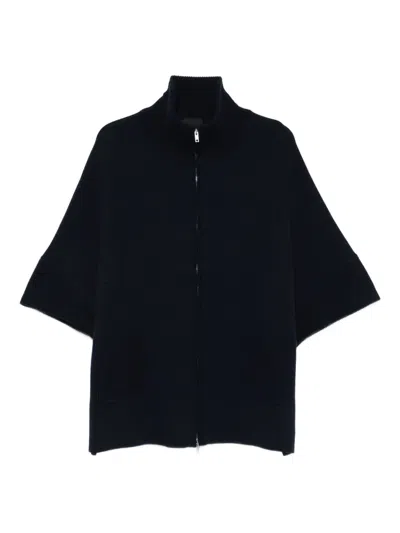 Anne Claire High-neck Zip-front Jacket In Blue