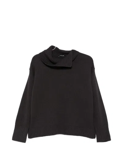 Anne Claire Roll-neck Ribbed-trim Wool Sweater In Brown