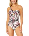 Anne Cole Tiger Dance Asymmetrical One Piece Swimsuit