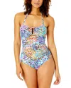 Anne Cole Bandeau Keyhole Shirred One-piece In Multi