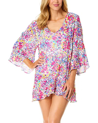 Anne Cole Bell Sleeve Flounce Tunic In Multi