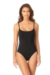 Anne Cole Classic Lingerie Maillot One Piece Swimsuit In Black