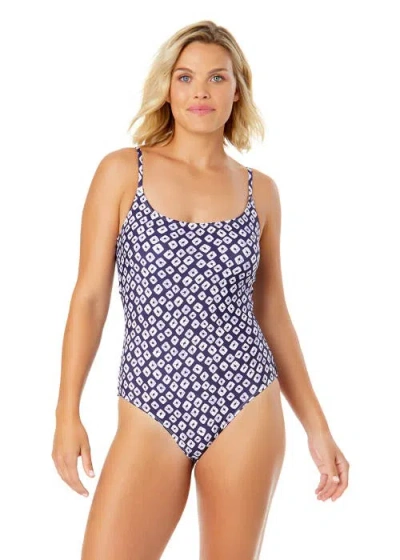 Anne Cole Classic Lingerie Maillot One Piece Swimsuit In Blue