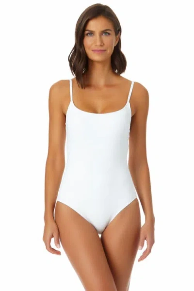 Anne Cole Classic Lingerie Maillot One Piece Swimsuit In White