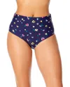 Anne Cole Gradient Floral Fold Over High Waist Shirred Bikini Swim Bottoms