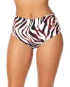 Anne Cole Tiger Dance Fold Over High Waist Shirred Bikini Swim Bottom