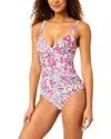 Anne Cole Drape Front Underwire One-piece In Multi