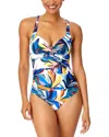 Anne Cole Drape Front Underwire One-piece In Multi